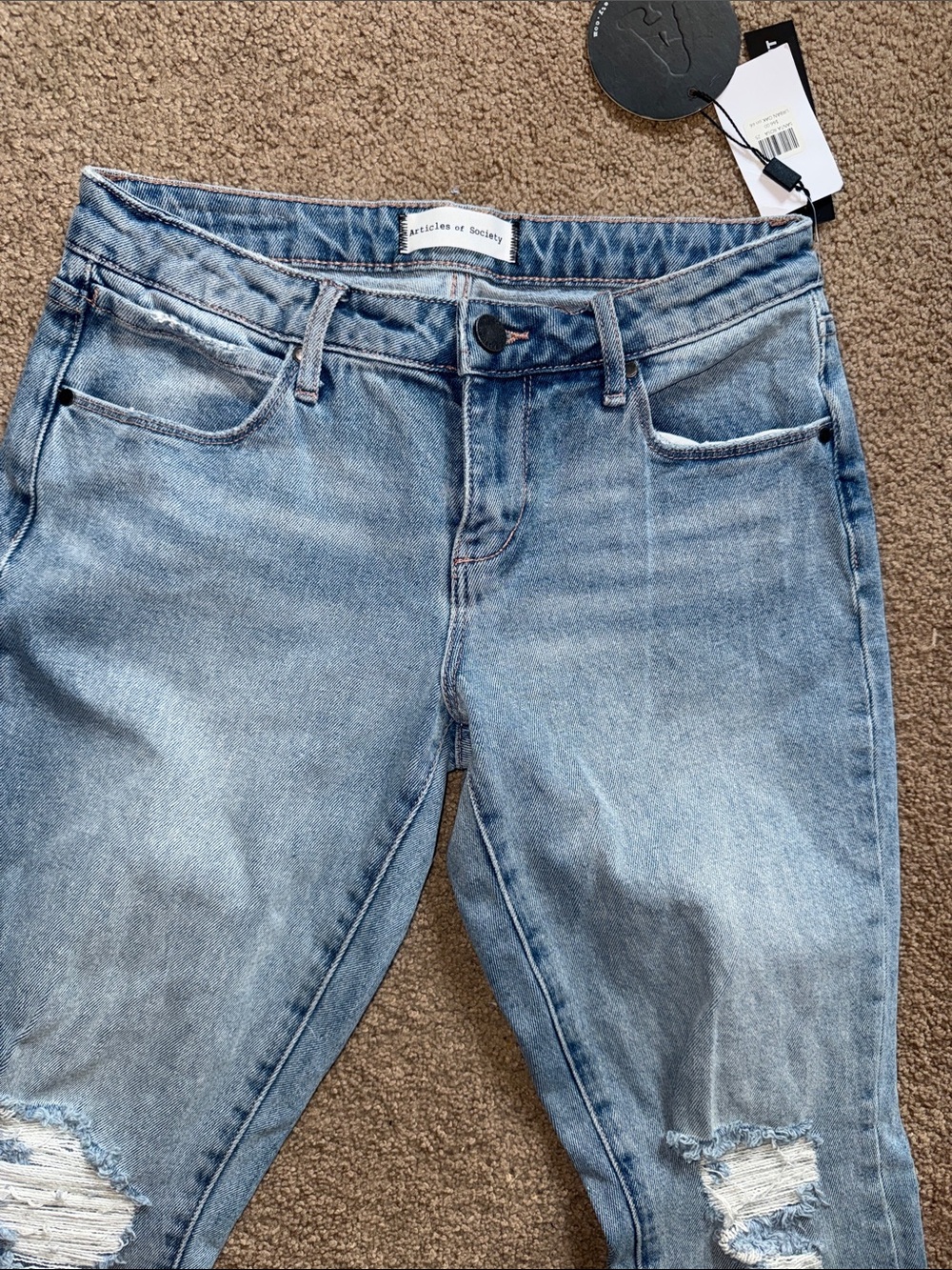 Articles Of Society Light Wash Skinny Jeans with Knee Rips